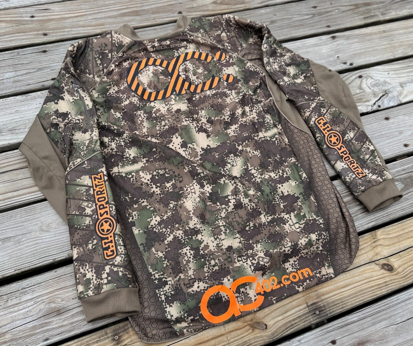 Rare AC: Dallas Camo & Hunter Florescent Orange Professional Paintball Jersey XL