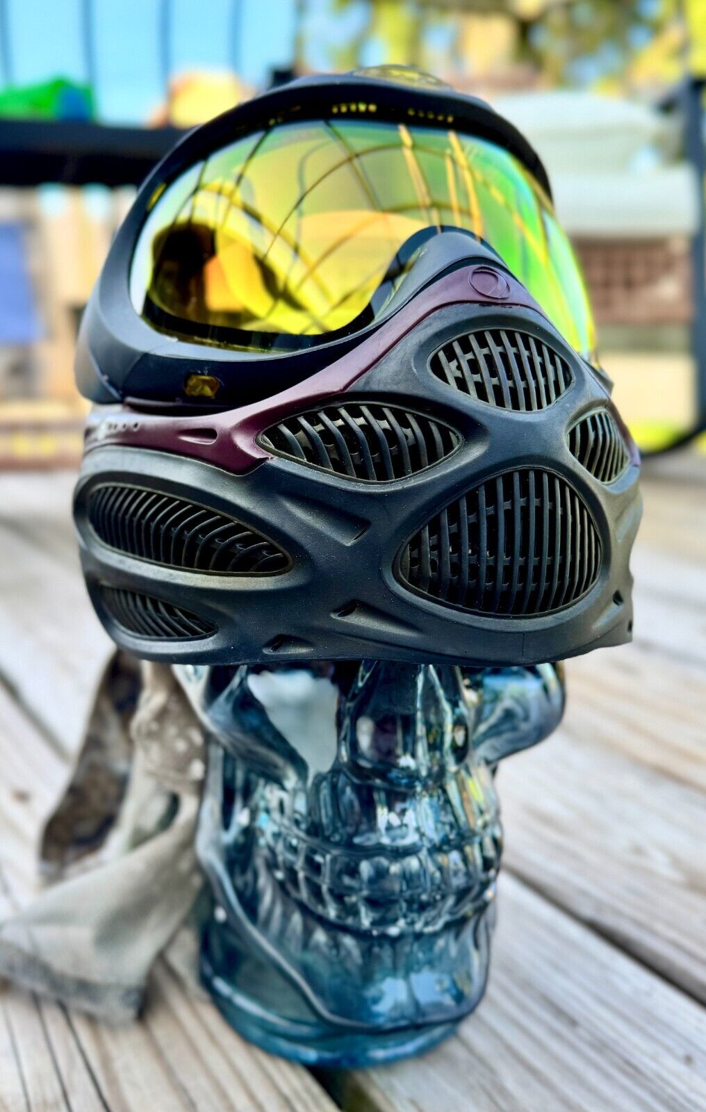 Custom Dyed Dye i3 Pro Black Sunrise Fade Lens JT Mutiny Strap Goggles Mask OG