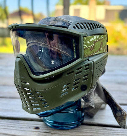 JT Proshield Paintball Mask OG Goggles Good Foam Olive Green Thin Racing Strap