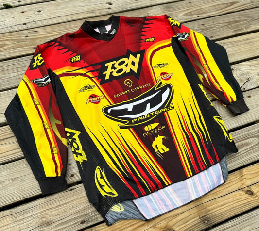 Vintage OG 2003 JT Paintball Ton Ton Professional Paintball Jersey Yellow Red XL