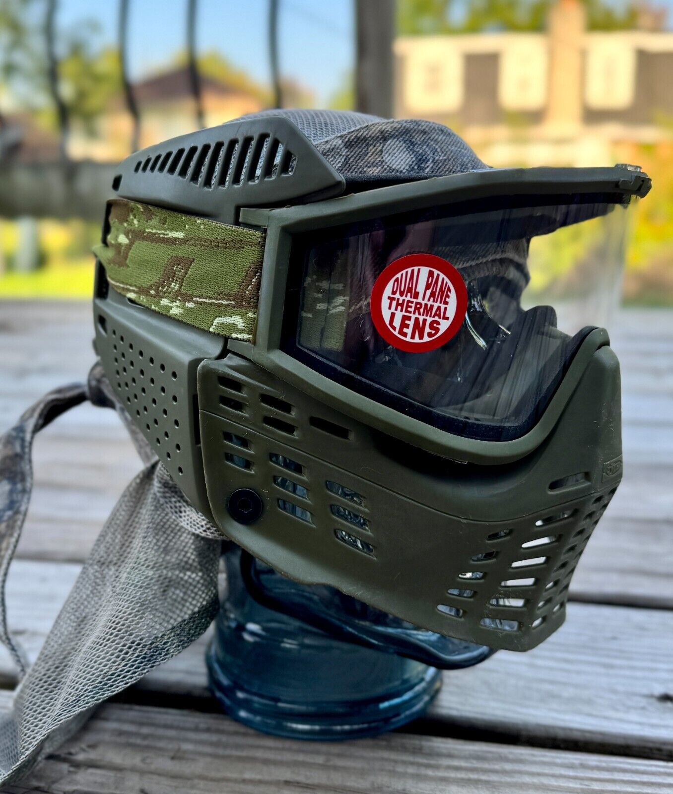 JT Proshield Paintball Mask OG Goggles Good Foam Olive Green Thin Racing Strap