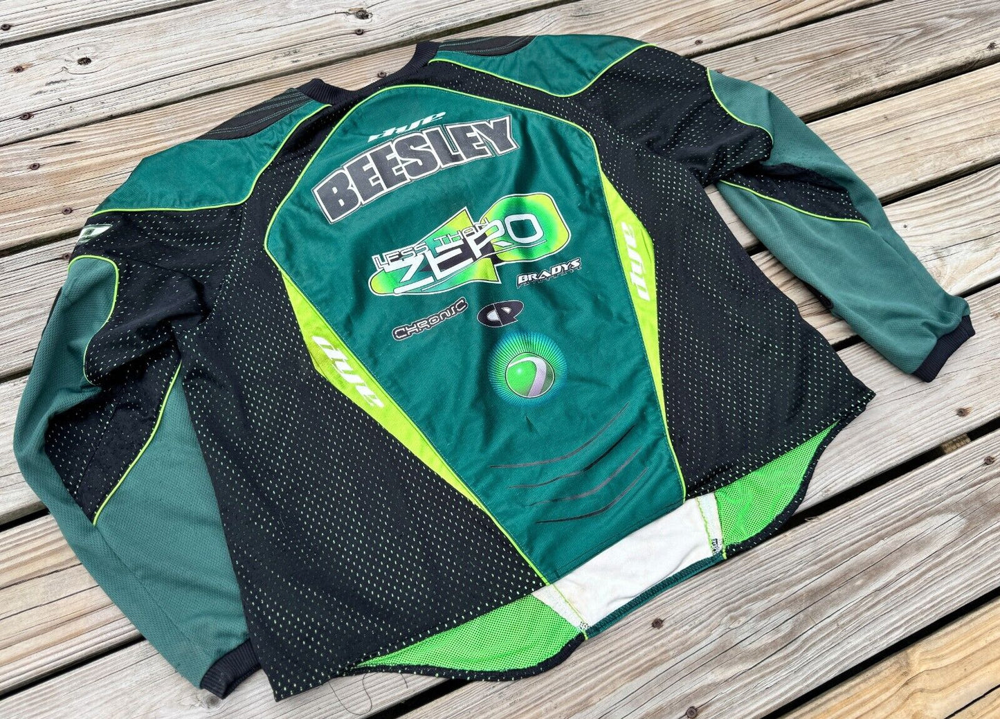 Vintage OG Dye C6 Green LTZ Less Than Zero Professional Paintball Jersey Beesley